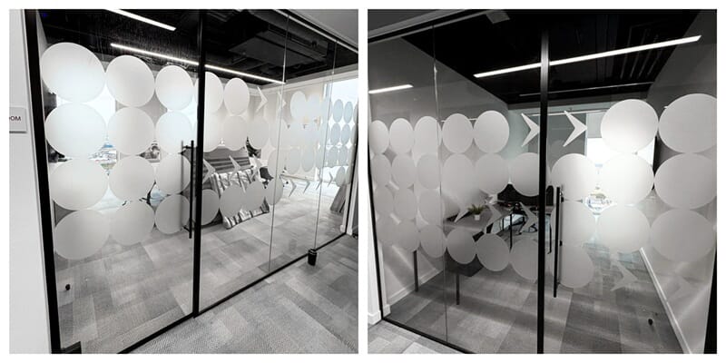 An image of the Brightstar office window and door graphics.